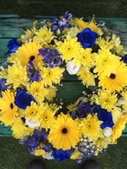 Yellow and blue wreath 