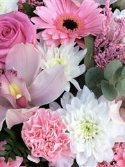 Florist choice in box pale pink and whites