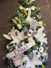 3ft(91cm) white lily,rose and germini teardrop spray