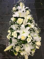 3ft(91cm)white lily and rose teardrop spray 