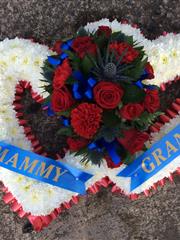 Double heart with personalised ribbon 
