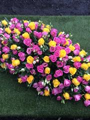 Luxury rose and lisianthus double ended casket spray 