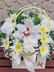 Handbag arrangement  in whites 
