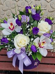 Butterfly hatbox in purples 