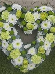 Lime green and white open heart tribute 